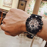  Shop Authentic Fossil Grant Sport Automatic Skeleton Black Dial Black Leather Strap Watch for Men - ME3138 - Luxxuri