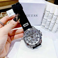  Shop Authentic Guess King Quartz Crystals Silver Dial Black Silicone Strap Watch For Men - GW0537G1 - Luxxuri