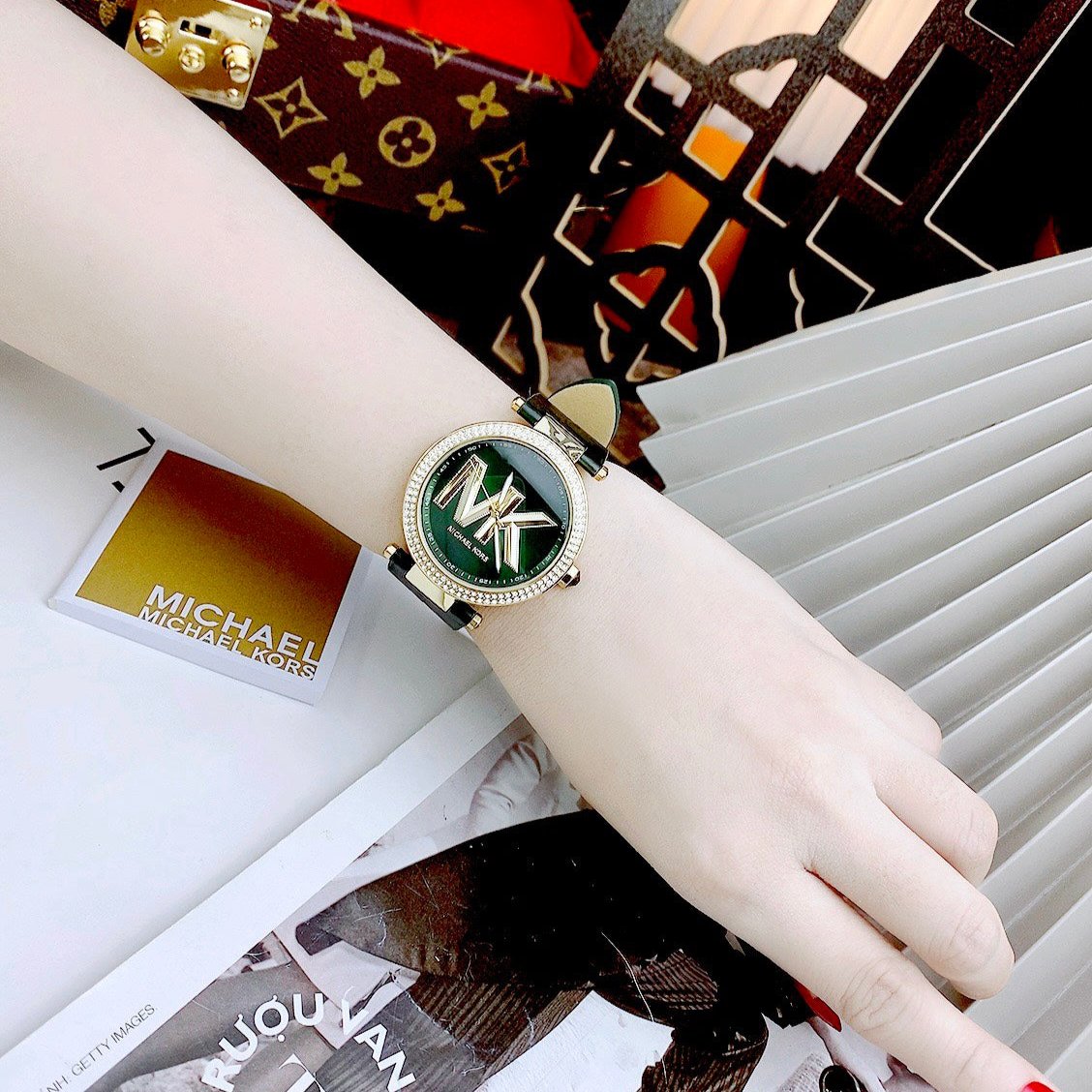  Shop Authentic Michael Kors Parker Green Dial Green Leather Strap Watch For Women - MK4724 - Luxxuri
