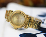  Shop Authentic Versace V-Motif Gold Dial Gold Steel Strap Watch for Women - VERE00618 - Luxxuri