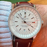  Shop Authentic Breitling Navitimer 1 Automatic 41mm White Dial Brown Leather Strap Mens Watch - A17326211G1P1 - Luxxuri