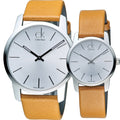  Shop Authentic Calvin Klein City Silver Dial Light Brown Leather Strap Watch For Women- K2G23120 - Luxxuri