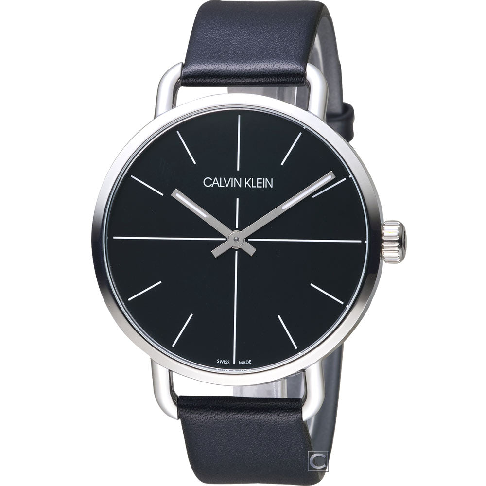  Shop Authentic Calvin Klein Evan Black Dial Black Leather Strap Watch for Men - K7B211CZ - Luxxuri
