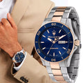  Shop Authentic Maserati Competizione Automatic Blue Dial Two Tone Steel Strap Watch For Men - R8823100001 - Luxxuri