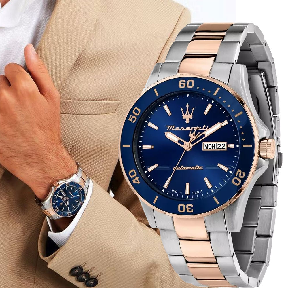  Shop Authentic Maserati Competizione Automatic Blue Dial Two Tone Steel Strap Watch For Men - R8823100001 - Luxxuri