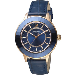  Shop Authentic Swarovski Octea Lux Blue Dial Blue Leather Strap Watch for Women - 5414413 - Luxxuri