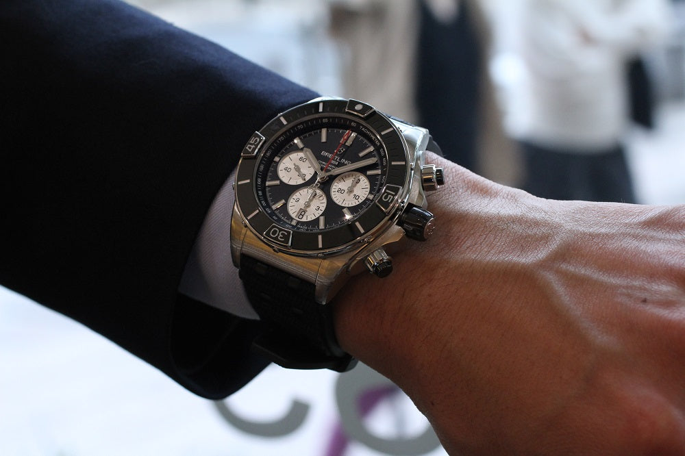  Shop Authentic Breitling Super Chronomat B01 44 Black Dial Black Rubber Strap Watch for Men - AB0136251B1S1 - Luxxuri