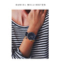  Shop Authentic Daniel Wellington Petite Sheffield Black Dial Black Leather Strap Watch For Women - DW00100180 - Luxxuri