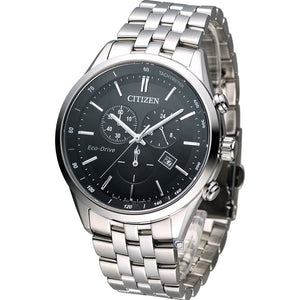  Shop Authentic Citizen Eco Drive Chronograph Black Dial Silver Steel Strap Watch For Men - AT2140-55E - Luxxuri