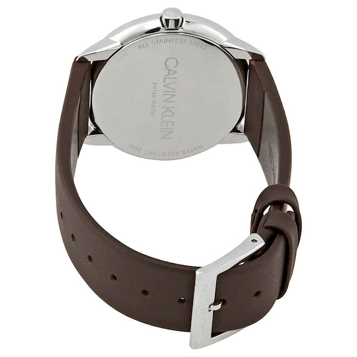  Shop Authentic Calvin Klein Minimal Silver Dial Brown Leather Strap Watch for Men - K3M221G6 - Luxxuri