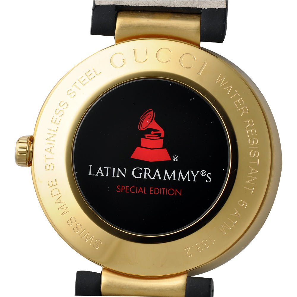  Shop Authentic Gucci Interlocking Special Edition Grammy Black Dial Black Leather Strap Watch For Men - YA133208 - Luxxuri