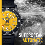  Shop Authentic Breitling Superocean Automatic 46mm Yellow Dial Black Rubber Strap Watch for Men - M17368D71I1S1 - Luxxuri