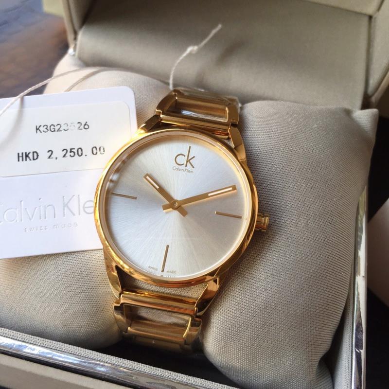  Shop Authentic Calvin Klein Stately Silver Dial Gold Steel Strap Watch for Women - K3G23526 - Luxxuri