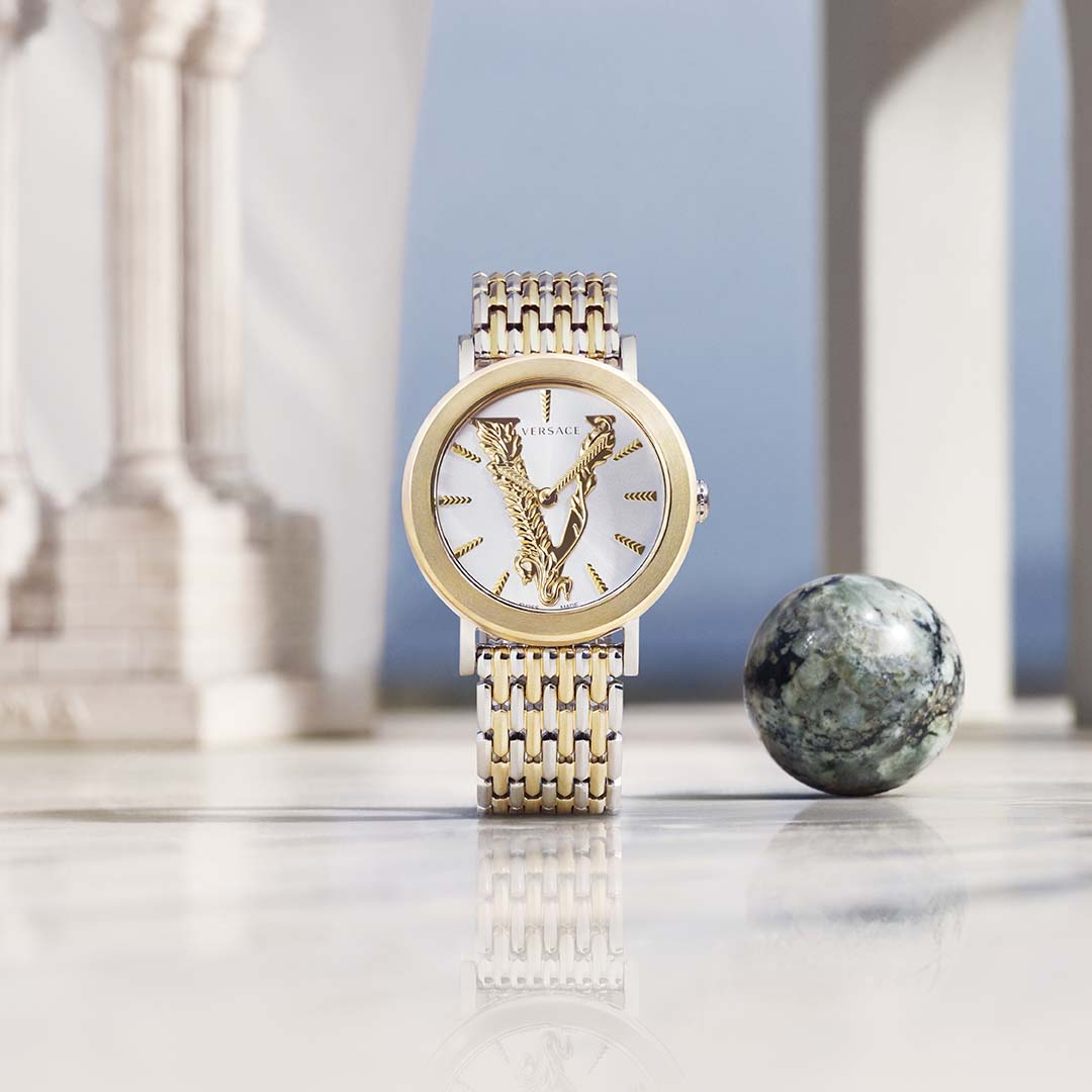  Shop Authentic Versace Virtus Quartz White Dial Two Tone Steel Strap Watch for Women - VEHC00719 - Luxxuri