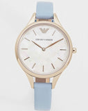  Shop Authentic Emporio Armani Aurora Quartz Mother of Pearl White Dial Blue Leather Strap Watch For Women - AR11109 - Luxxuri