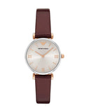  Shop Authentic Emporio Armani Gianni T-Bar Quartz Silver Dial Brown Leather Strap Watch For Women - AR11061 - Luxxuri
