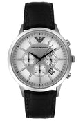  Shop Authentic Emporio Armani Classic Chronograph Silver Dial Black Leather Strap Watch For Men - AR2432 - Luxxuri