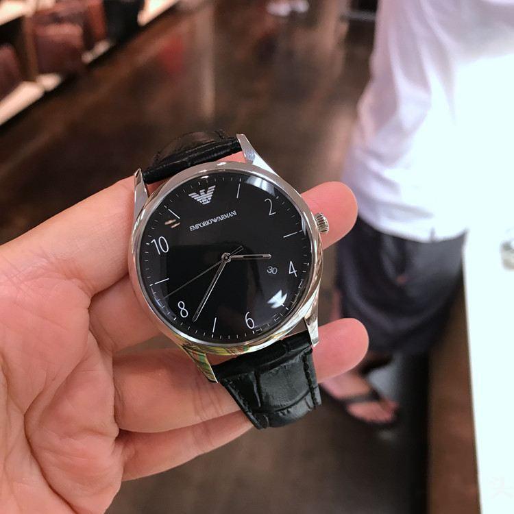  Shop Authentic Emporio Armani Classic Quartz Black Dial Black Leather Strap Watch For Men - AR1865 - Luxxuri