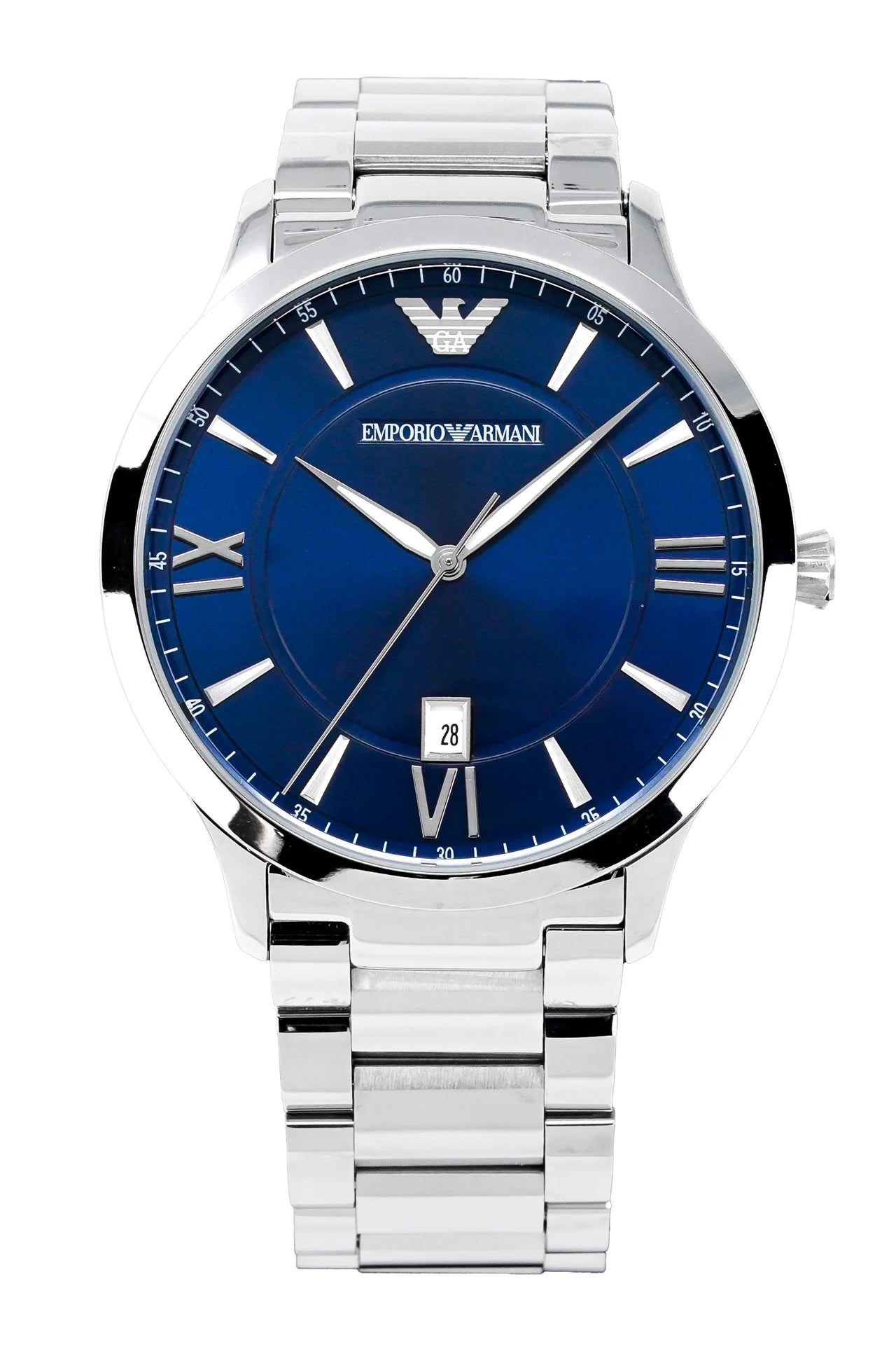  Shop Authentic Emporio Armani Giovanni Quartz Blue Dial Silver Steel Strap Watch For Men - AR11227 - Luxxuri