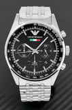  Shop Authentic Emporio Armani Sportivo Chronograph Black Dial Silver Steel Strap Watch For Men - AR5984 - Luxxuri