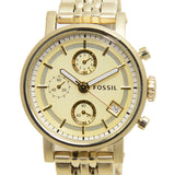  Shop Authentic Fossil Boyfriend Chronograph Gold Dial Gold Steel Strap Watch for Women - ES2197 - Luxxuri
