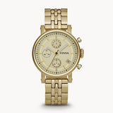  Shop Authentic Fossil Boyfriend Chronograph Gold Dial Gold Steel Strap Watch for Women - ES2197 - Luxxuri