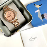  Shop Authentic Fossil Jesse Crystal Rose Gold Dial Rose Gold Steel Strap Watch for Women - ES3020 - Luxxuri