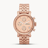  Shop Authentic Fossil Boyfriend Chronograph Rose Gold Dial Rose Gold Steel Strap Watch for Women - ES3380 - Luxxuri