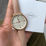  Shop Authentic Fossil Jacqueline White Dial Brown Leather Strap Watch for Women - ES3487 - Luxxuri