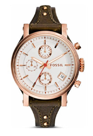  Shop Authentic Fossil Boyfriend White Dial Brown Leather Strap Watch for Women - ES3616 - Luxxuri