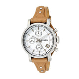  Shop Authentic Fossil Boyfriend Chronograph White Dial Brown Leather Strap Watch for Women - ES3625 - Luxxuri