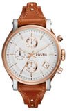  Shop Authentic Fossil Boyfriend Chronograph White Dial Brown Leather Strap Watch for Women - ES3837 - Luxxuri