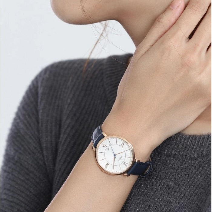  Shop Authentic Fossil Jacqueline White Dial Blue Leather Strap Watch for Women - ES3843 - Luxxuri