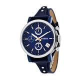  Shop Authentic Fossil Boyfriend Sport Chronograph Blue Dial Blue Leather Strap Watch for Women - ES4113 - Luxxuri