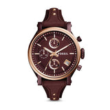  Shop Authentic Fossil Original Boyfriend Sport Chronograph Maroon Dial Maroon Leather Strap Watch for Women - ES4114 - Luxxuri