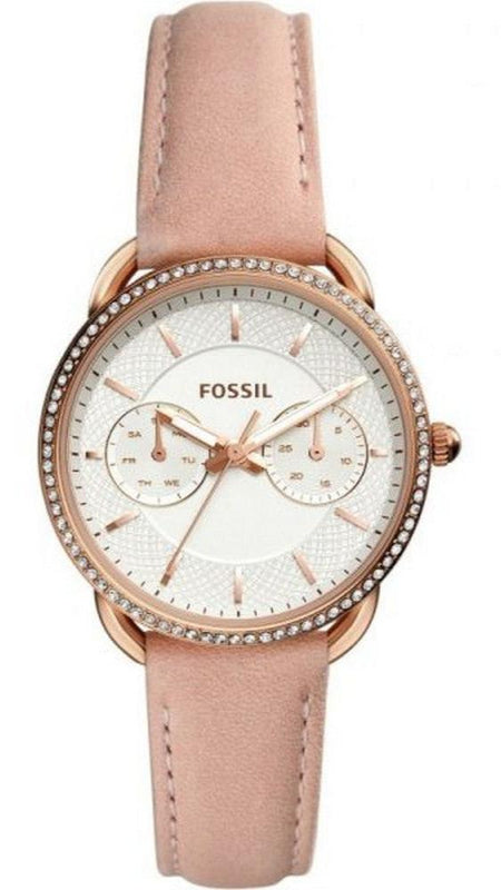  Shop Authentic Fossil Tailor Quartz White Dial Pink Leather Strap Watch for Women - ES4393 - Luxxuri
