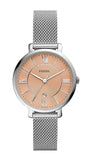 Shop Authentic Fossil Jacqueline Three Hand Pink Dial Silver Mesh Strap Watch for Women - ES5089 - Luxxuri