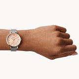  Shop Authentic Fossil Jacqueline Three Hand Pink Dial Silver Mesh Strap Watch for Women - ES5089 - Luxxuri