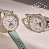  Shop Authentic Fossil Jacqueline Analog Moonphase Mother of Pearl White Dial Two Tone Steel Strap Watch for Women - ES5166 - Luxxuri