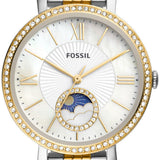  Shop Authentic Fossil Jacqueline Analog Moonphase Mother of Pearl White Dial Two Tone Steel Strap Watch for Women - ES5166 - Luxxuri