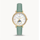  Shop Authentic Fossil Jacqueline Analog Moonphase Mother of Pearl White Dial Green Leather Strap Watch for Women - ES5168 - Luxxuri
