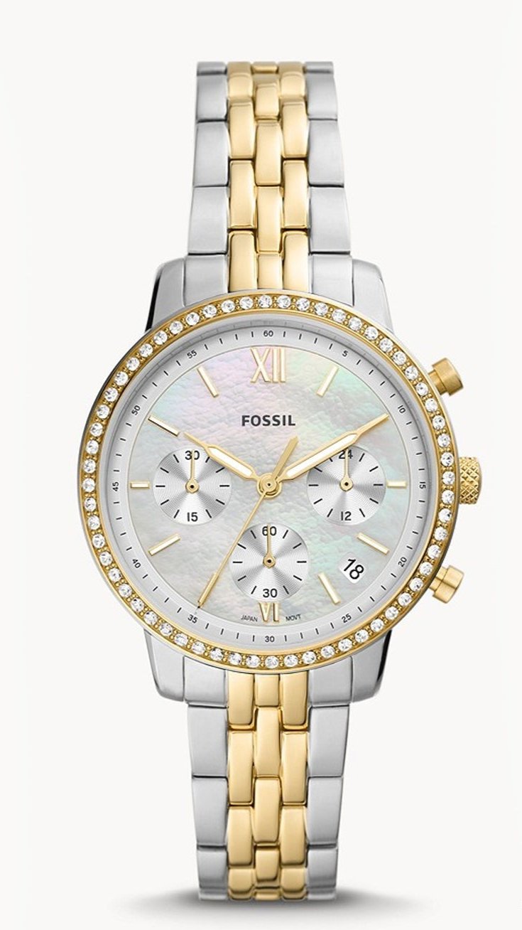  Shop Authentic Fossil Neutra Chronograph Mother of Pearl White Dial Two Tone Steel Strap Watch for Women - ES5216 - Luxxuri