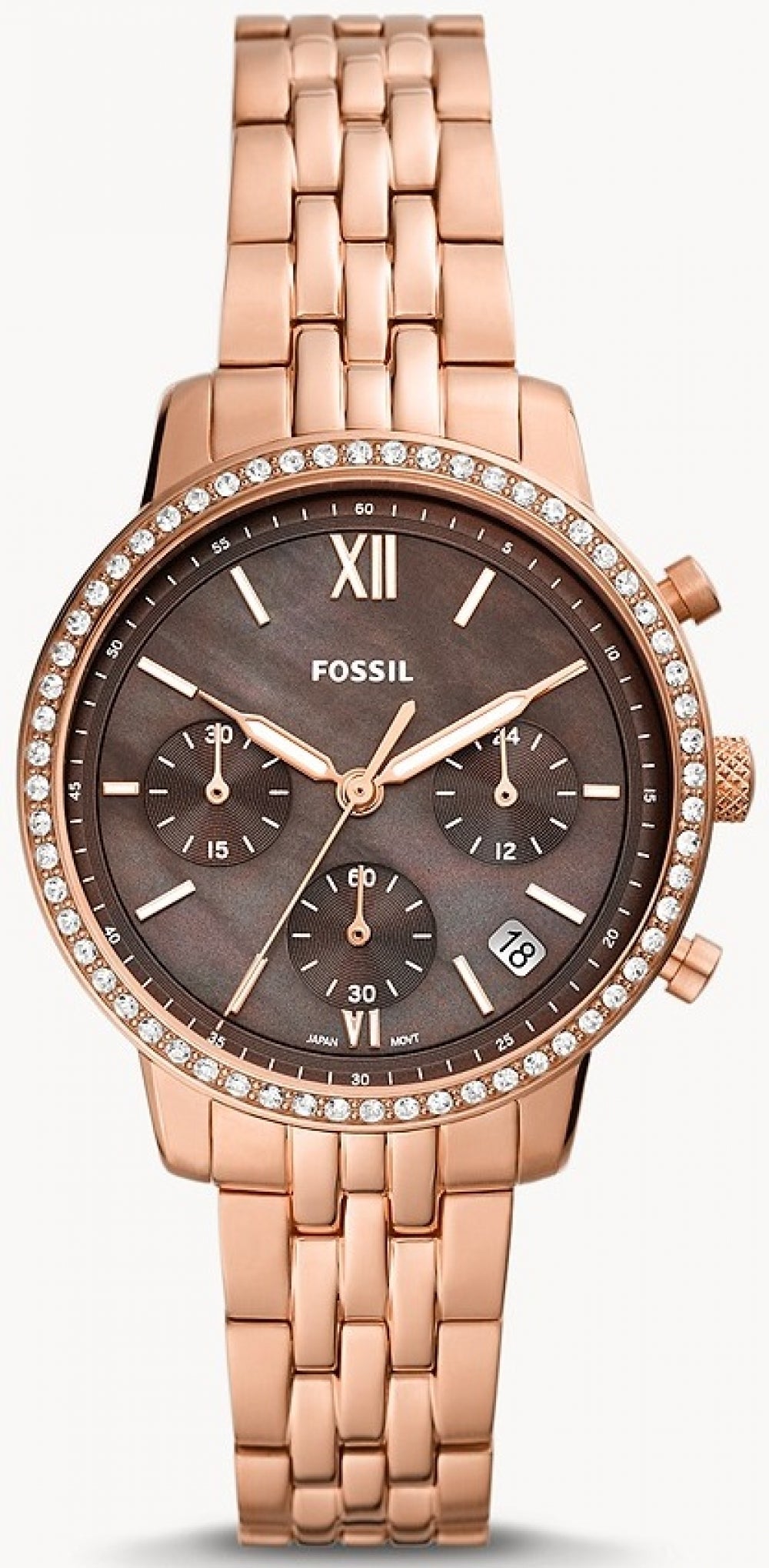  Shop Authentic Fossil Neutra Chronograph Mother of Pearl Brown Dial Rose Gold Steel Strap Watch for Women - ES5218 - Luxxuri