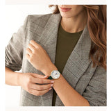  Shop Authentic Fossil Jacqueline Multifunction Moonphase Mother of Pearl White Dial Green Leather Strap Watch for Women - ES5244 - Luxxuri