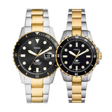  Shop Authentic Fossil Blue Dive Three Hand Black Dial Two Tone Steel Strap Watch For Women - ES5349 - Luxxuri