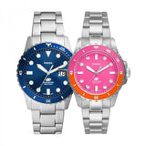  Shop Authentic Fossil Blue Dive Analog Pink Dial Silver Steel Strap Watch For Women - ES5351 - Luxxuri