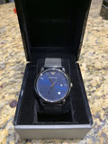  Shop Authentic Emporio Armani Luigi Quartz Blue Dial Grey Mesh Bracelet Watch For Men - AR11053 - Luxxuri