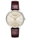  Shop Authentic Emporio Armani Dress Quartz Silver Dial Brown Leather Strap Watch For Women - AR11063 - Luxxuri