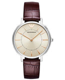  Shop Authentic Emporio Armani Dress Quartz Silver Dial Brown Leather Strap Watch For Women - AR11063 - Luxxuri