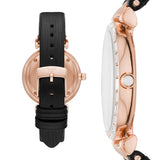  Shop Authentic Emporio Armani Gianni T-Bar Mother of Pearl Dial Black Leather Strap Watch For Women - AR11295 - Luxxuri